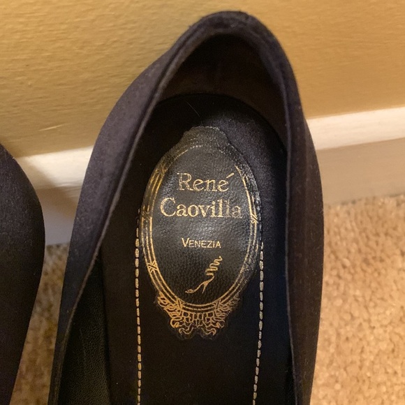 Rene Caovilla YASMINE CRYSTAL BLACK PUMP satin with jewelled trimmed sole/heel - Picture 3 of 10